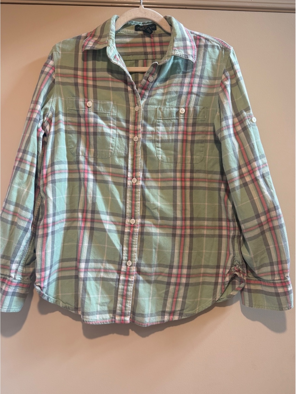 Lauren Jeans Co. Ralph Lauren Women's Plaid Button-Up Shirt Medium